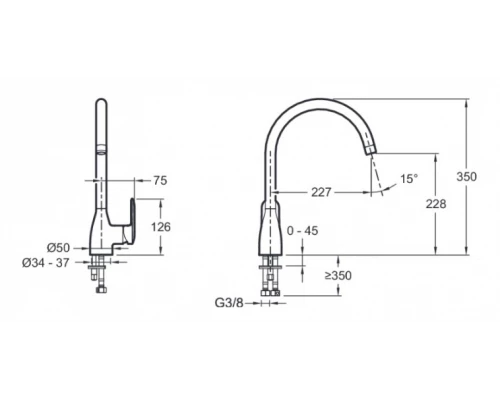 Смеситель Jacob Delafon Kumin E99477-CP для кухни