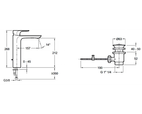 Высокий смеситель Jacob Delafon Aleo для раковины, E72298-4-CP (GM)