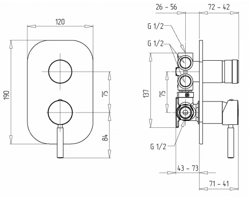 Смеситель 4-х позиционный Migliore Fortis, 18671 для ванны и душа, хром
