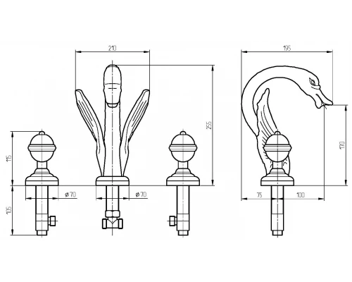 Смеситель Migliore.CRistalia Swan 23085 для раковины, золото