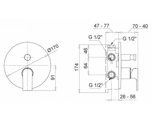 Смеситель Migliore Tenesi 25424 скрытого монтажа, для ванны и душа, хром