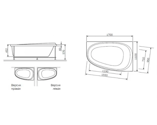 Акриловая ванна Am.Pm Like 170x110 L/R W80A-170L110W-A/W80A-170R110W-A