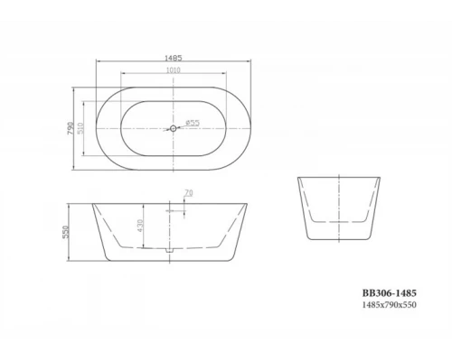 Акриловая ванна BelBagno BB306-1485