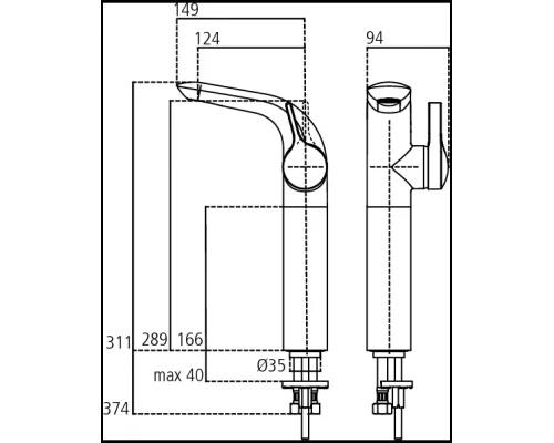 Смеситель Ideal Standard Melange A4266AA одноручковый для умывальника Vessel, под 1 отверстие, гибкая подводка, хром