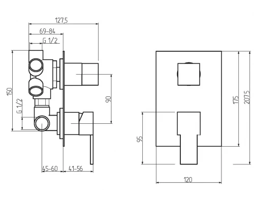 Смеситель 5-й позиционный Migliore Kvant 18787 для ванны и душа, скрытого монтажа c девиатором, хром