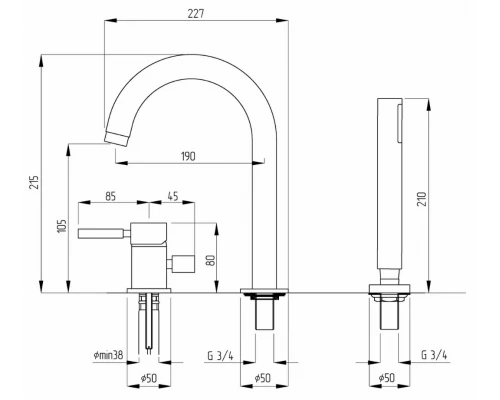 Смеситель Migliore Fortis 18650 для ванны/душа, хром