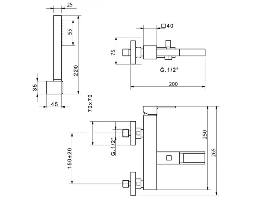 Смеситель Migliore Kvant 18767 для ванны/душа, хром