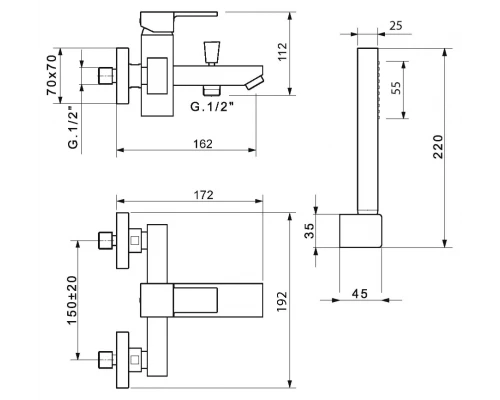 Смеситель Migliore Kvant 18770 для ванны/душа, хром
