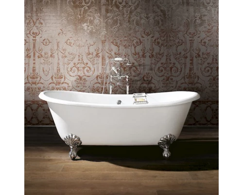 Чугунная ванна Devon&Devon Admiral 185 х 85 см, 2MRADMIRALCRDD, белый, снаружи под окраску, ножки Eagle алюминий полированный, без слива-перелива