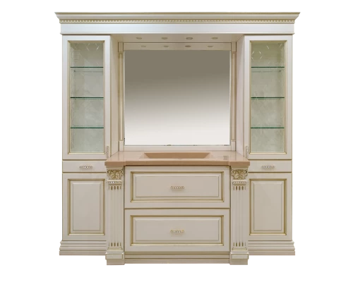 Комплект Misty Франческа - 2100 (тумба + 2 пенала + зеркало) бежевая патина Л-Фрн07210-031Ком