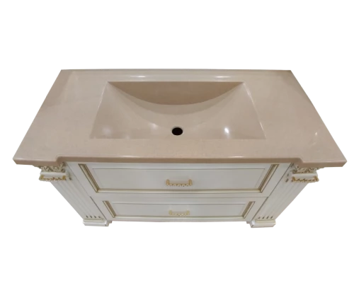 Комплект Misty Франческа - 2100 (тумба + 2 пенала + зеркало) бежевая патина Л-Фрн07210-031Ком