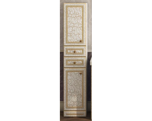 Шкаф - пенал Misty Fresko 35 L с 2-мя ящиками белый патина Л-Фре05035-01172ЯЛ