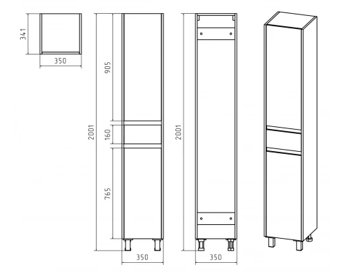 Шкаф - пенал Misty Алиса - 35 с 1 ящ. белый левый Э-Али0501-01Л