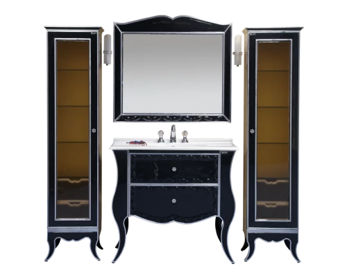 Шкаф - пенал Misty Анжелика - Пенал 40 прав. черный с серебром Л-Анж05040-421П