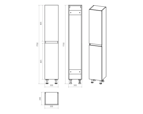 Шкаф - пенал Misty Енисей - 30 универсальный Э-Ени05030-011