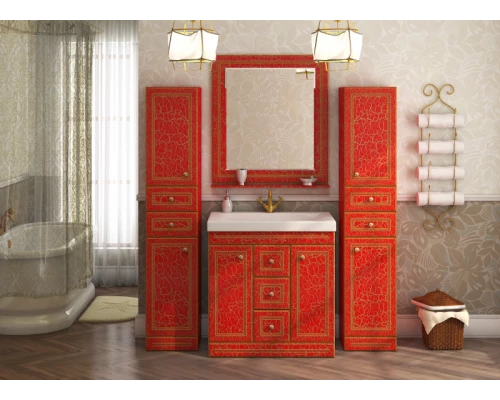 Шкаф - пенал Misty Fresko 35 L с 2-мя ящиками красный патина Л-Фре05035-04172ЯЛ