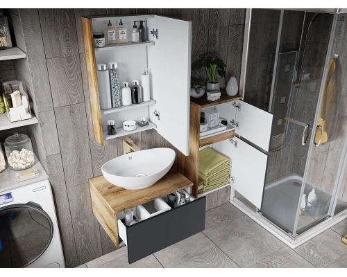 Шкаф - пенал Misty Ива - 40 (полупенал) универсальный (графит) П-Ива05040-48