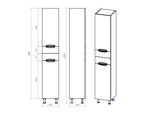 Шкаф - пенал Misty Орхидея - 35 с Б/К белый правый П-Жас05035-011БкП
