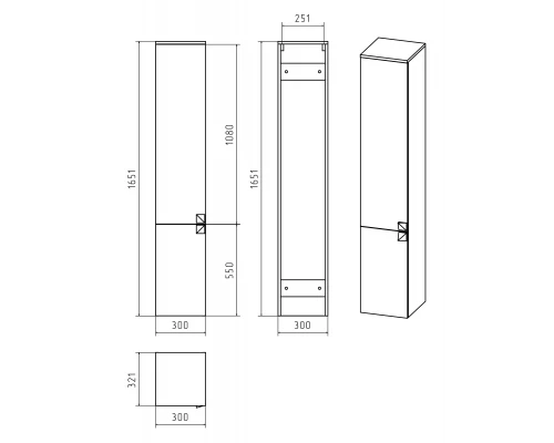 Шкаф - пенал Misty Сахара - 30 пенал песочный подвесной левый П-Сах0551-01Л