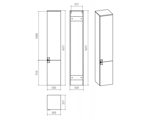 Шкаф - пенал Misty Сахара - 30 пенал белый подвесной правый П-Сах0501-01П