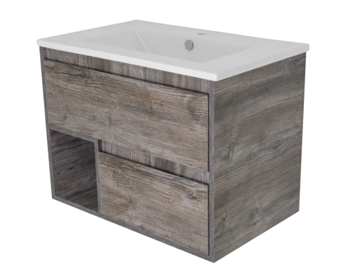 Тумба под раковину Misty Темза - 75 подвесная с двумя ящиками и нишей (Сосна Пасадена) П-Тем07075-0121Я