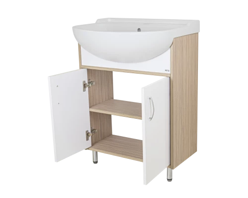 Тумба под раковину Misty Делла - 60 напольная прямая (ЛДСП / Белая) Э-Дел-07060-011922дП