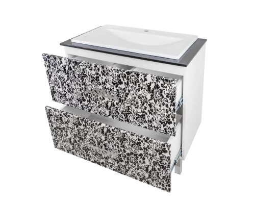 Тумба под раковину Misty Мадлен Boston 80 белая/черная П-Мдб01080-2422Я