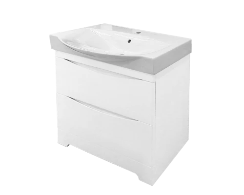 Тумба под раковину Misty Элвис - 85 Тумба напольная с 2 ящ. белая эмаль П-Элв01085-0112Я