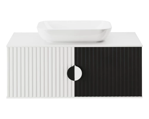 Тумба с раковиной Brevita Richard - 105 подвесная (белая/черная)