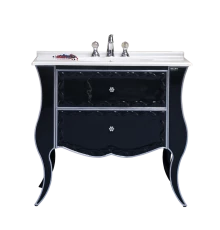 Тумба под раковину Misty Анжелика - 100 Тумба черная с серебром с 2 ящ./столешница Л-Анж01100-4212Я