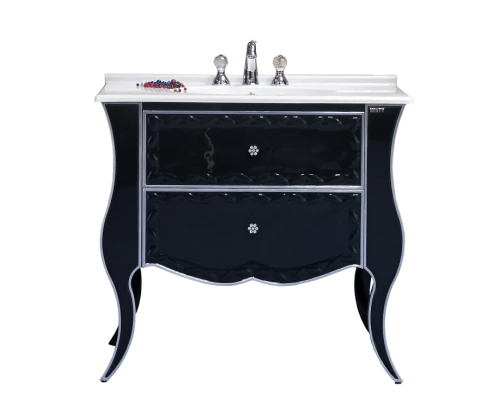 Тумба под раковину Misty Анжелика - 100 Тумба черная с серебром с 2 ящ./столешница Л-Анж01100-4212Я