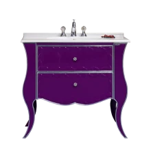 Тумба под раковину Misty Анжелика - 100 Тумба сиреневая сусальное серебро с 2 ящ./столешница Л-Анж01100-4112Я