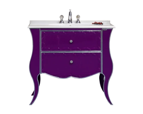 Тумба под раковину Misty Анжелика - 100 Тумба сиреневая сусальное серебро с 2 ящ./столешница Л-Анж01100-4112Я
