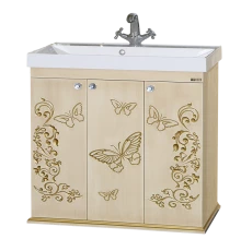 Тумба под раковину Misty Бабочка - 90 Тумба прямая бежевая патина Л-Баб01090-033Пр