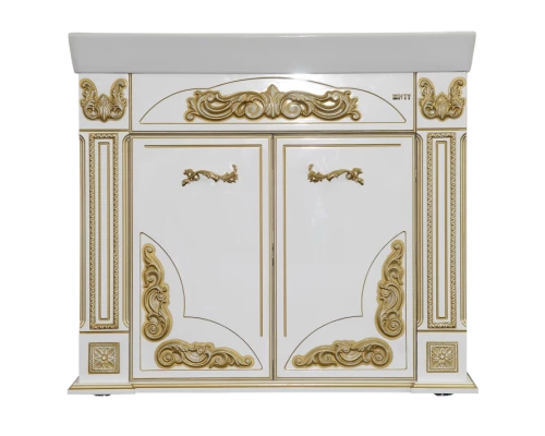 Тумба под раковину Misty Барокко 100 Тумба прямая белая патина Л-Бар01100-013Пр