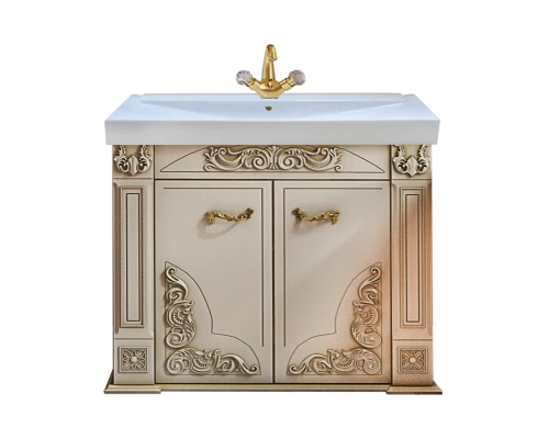 Тумба под раковину Misty Барокко 100 Тумба прямая бежевая патина Л-Бар01100-033Пр