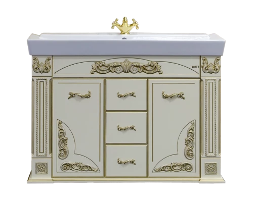 Тумба под раковину Misty Барокко 120 Тумба с 3 ящ бежевая патина Л-Бар01120-0333Я