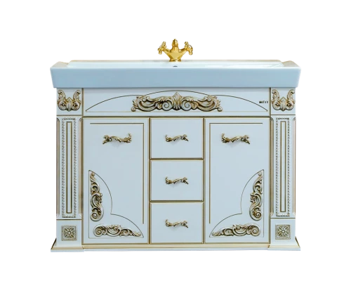 Тумба под раковину Misty Барокко 120 тумба с 3-мя ящ белая патина Л-Бар01120-0133Я