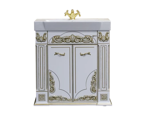 Тумба под раковину Misty Барокко 80 белая патина Л-Бар01080-013Пр