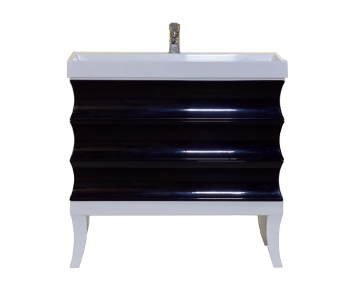 Тумба под раковину Misty Чикаго 100 с 3-мя ящиками черно-белая Л-Чик01100-2413Я