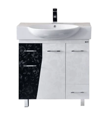 Тумба под раковину Misty Домино - 75 Тумбас 2 ящ. напольная комб.черно/белая П-Дом01075-2422Я