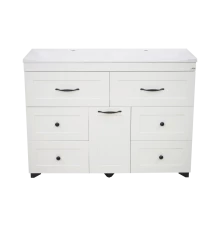 Тумба под раковину Misty Дуэт - 120 Тумба белая матовая с 6 ящ. + Б/К П-Ду011206я01-1