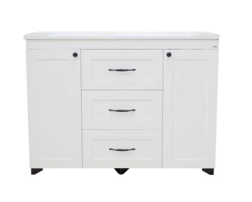 Тумба под раковину Misty Дуэт - 120 белая матовая с 3 ящ. П-Ду061203я01-1