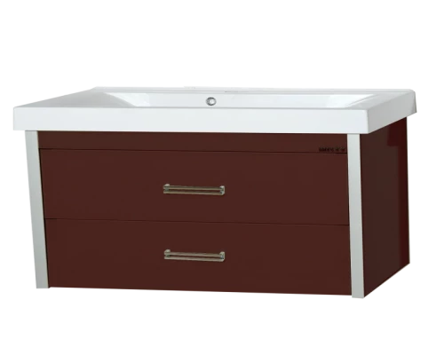 Тумба под раковину Misty Джулия QVATRO -105 Тумба с 2 ящ. подвесная бордовая Л-Джк01105-1010П2Я