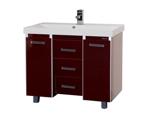 Тумба под раковину Misty Джулия Qvatro -120 с 3-мя ящиками бордовая Л-Джк01120-1010Ко3