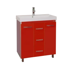 Тумба под раковину Misty Джулия Qvatro -75 с 3-мя ящиками красная Л-Джк01075-0410Пр3Я
