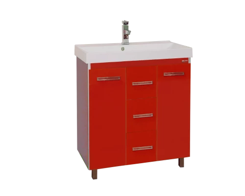 Тумба под раковину Misty Джулия Qvatro -75 с 3-мя ящиками красная Л-Джк01075-0410Пр3Я