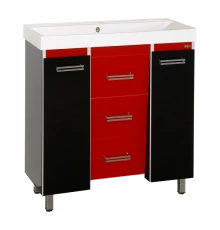 Тумба под раковину Misty Джулия Qvatro 90 тумба с 3-мя ящиками черно-красная Л-Джк01090-2710Ко3