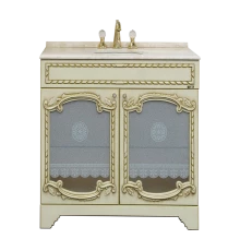 Тумба под раковину Misty Элис - 80 Тумба прямая беж. патина стекло/столешница Л-Эли01080-033Пр