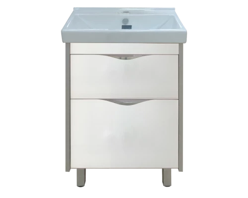 Тумба под раковину Misty Фест - 60 Тумба 2 ящ. Белая эмаль Стекло П-Фст01060-52102Я